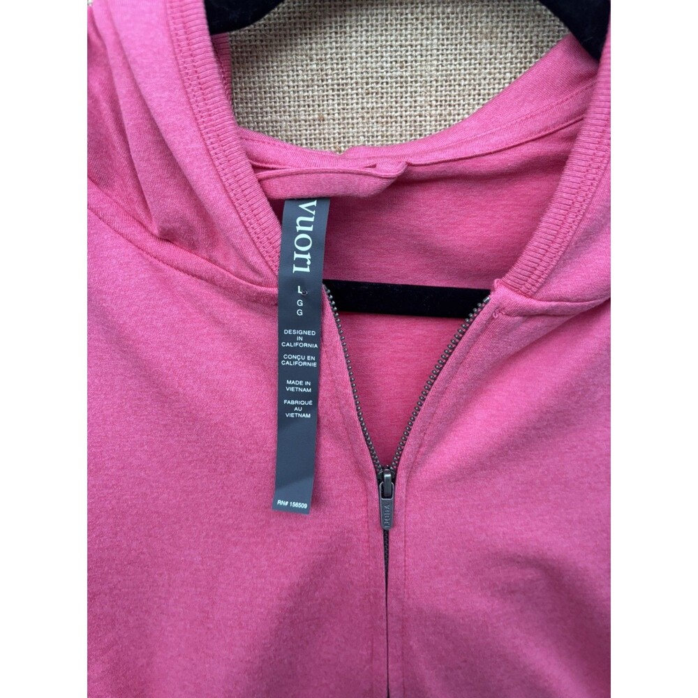 New Vuori Women's Halo Mini Full Zip Hoodie Pink Heather Sz L - Picture 2 of 13